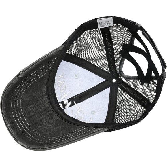Women s Mesh Baseball Cap with Criss Cross Ponytail Hole Adjustable Size